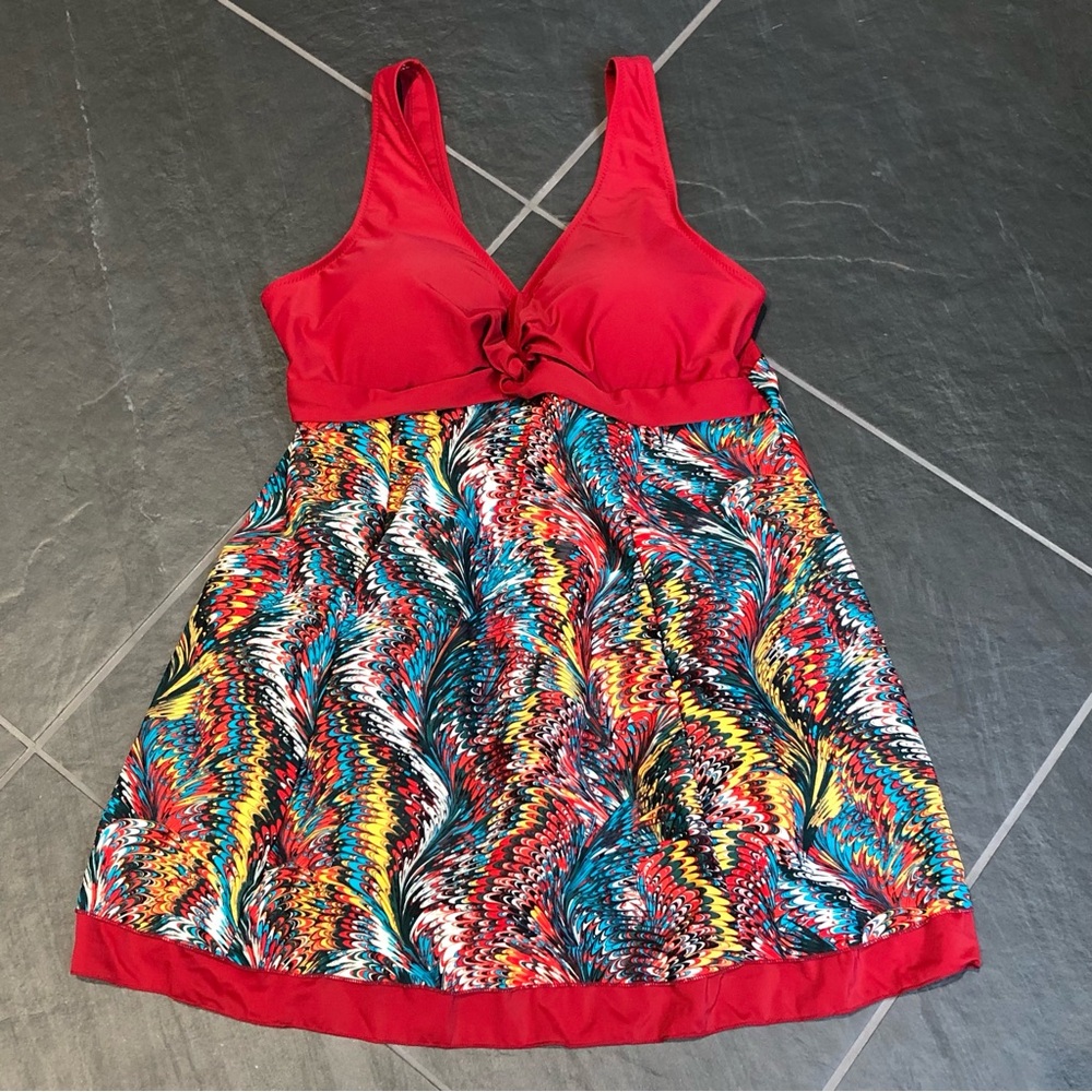 NWT Swim Dress Built In Shorts Size 4XL Red
